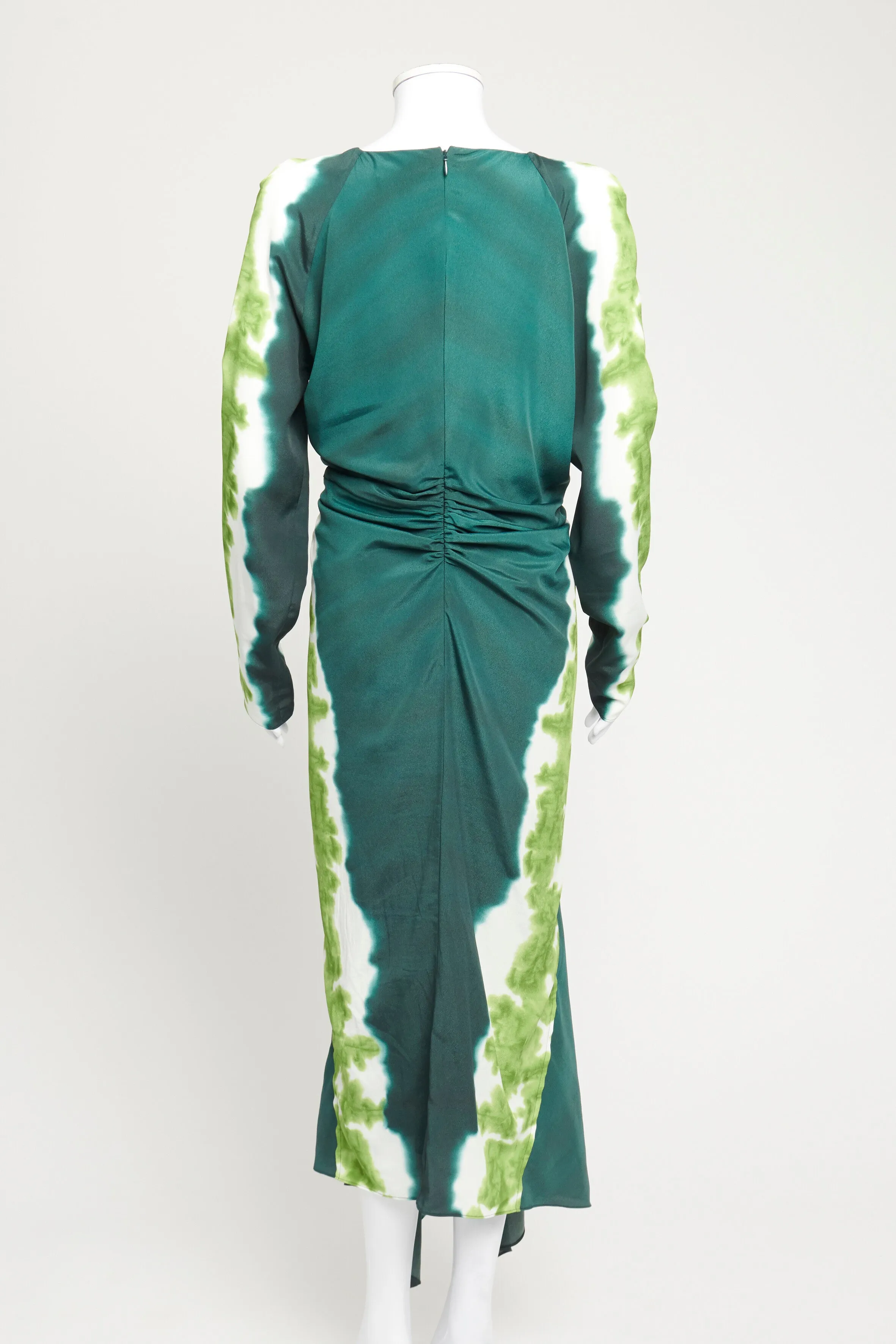 2022 Green Adika Tie-Dyed Ruched Preowned Maxi Dress