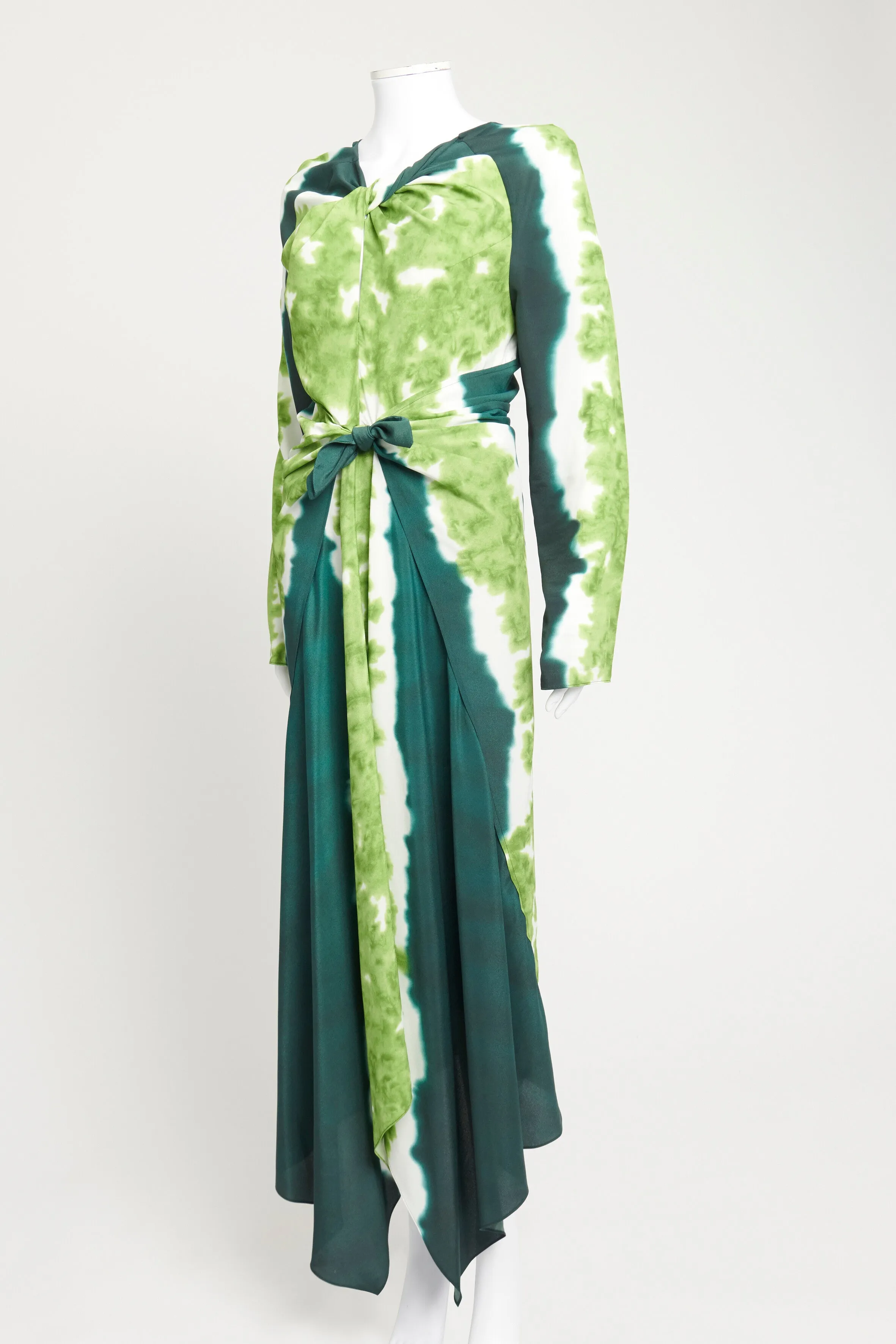 2022 Green Adika Tie-Dyed Ruched Preowned Maxi Dress