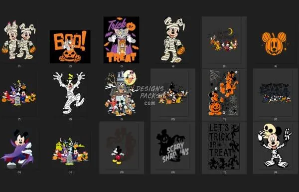 30 Cartoon Halloween Designs Bundle PNG