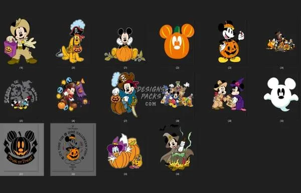 30 Cartoon Halloween Designs Bundle PNG