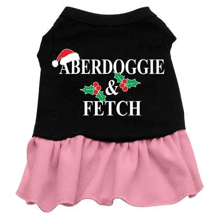 Aberdoggie Christmas Screen Print Dress Black with Pink XS (8)