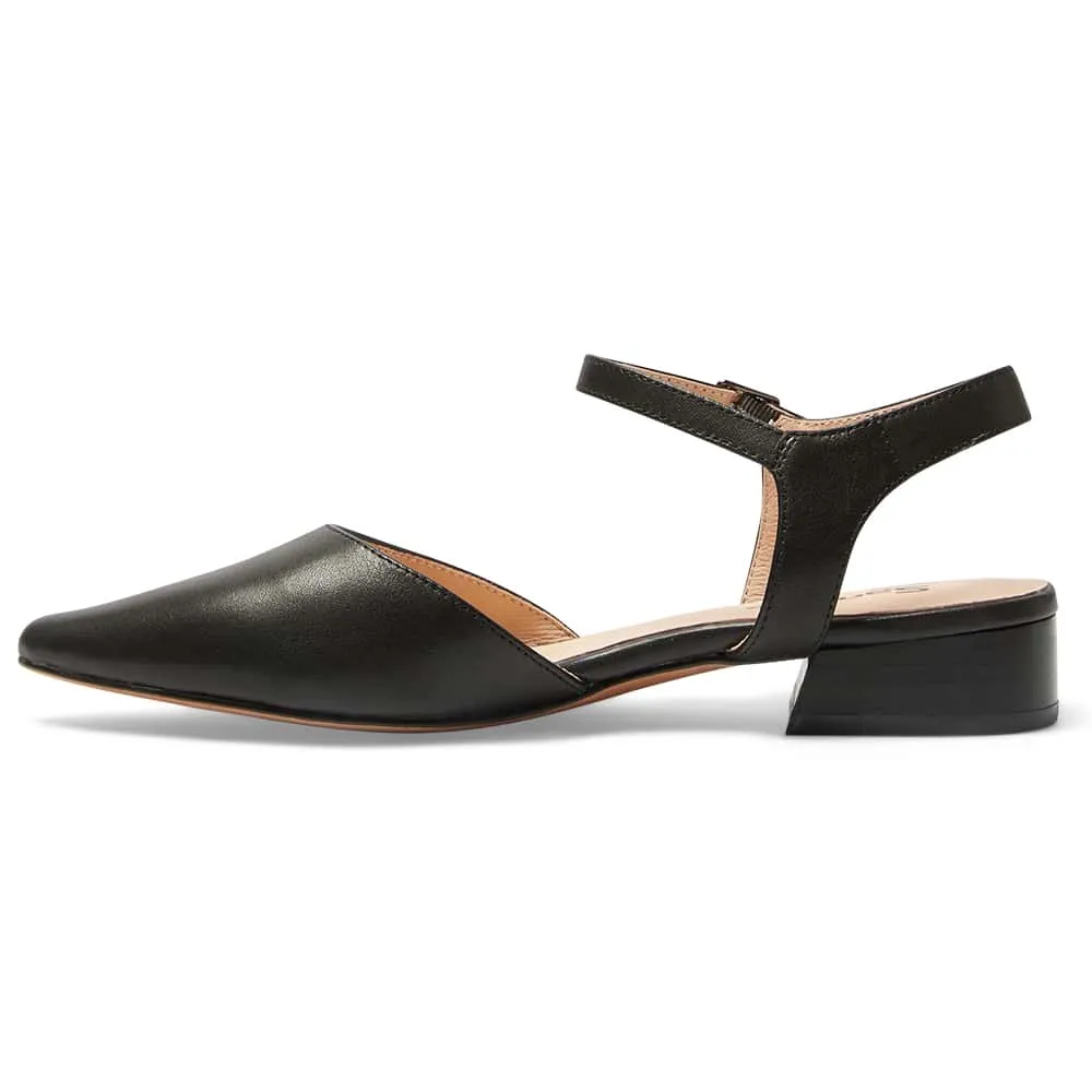 Amity Flat in Black Leather