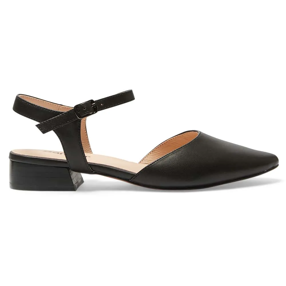 Amity Flat in Black Leather