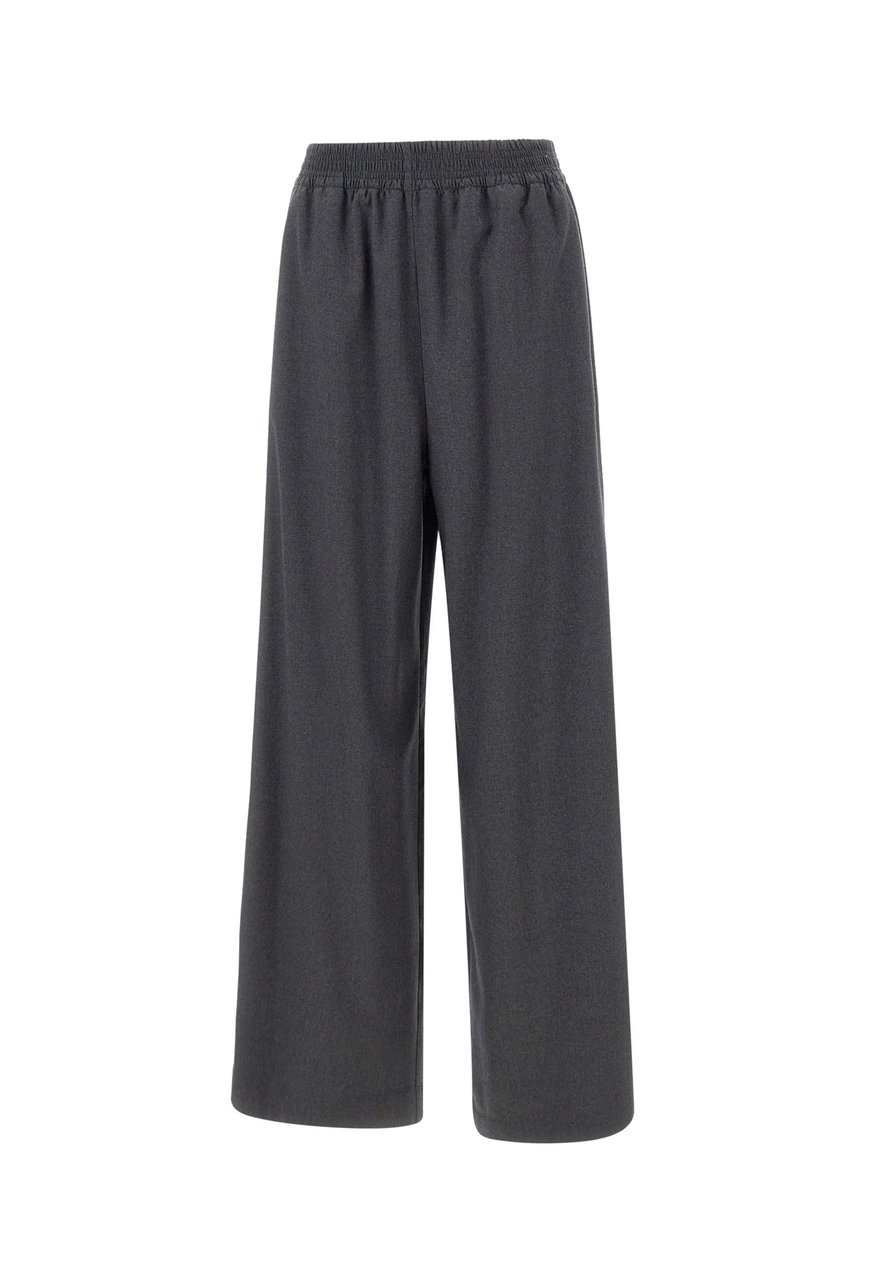 Anthracite Grey Wool Wide Leg Trousers