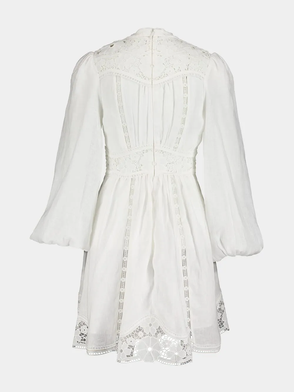 August Plunge Lace Detail White Dress