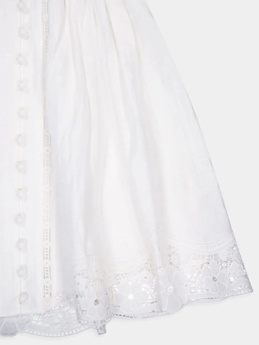 August Plunge Lace Detail White Dress