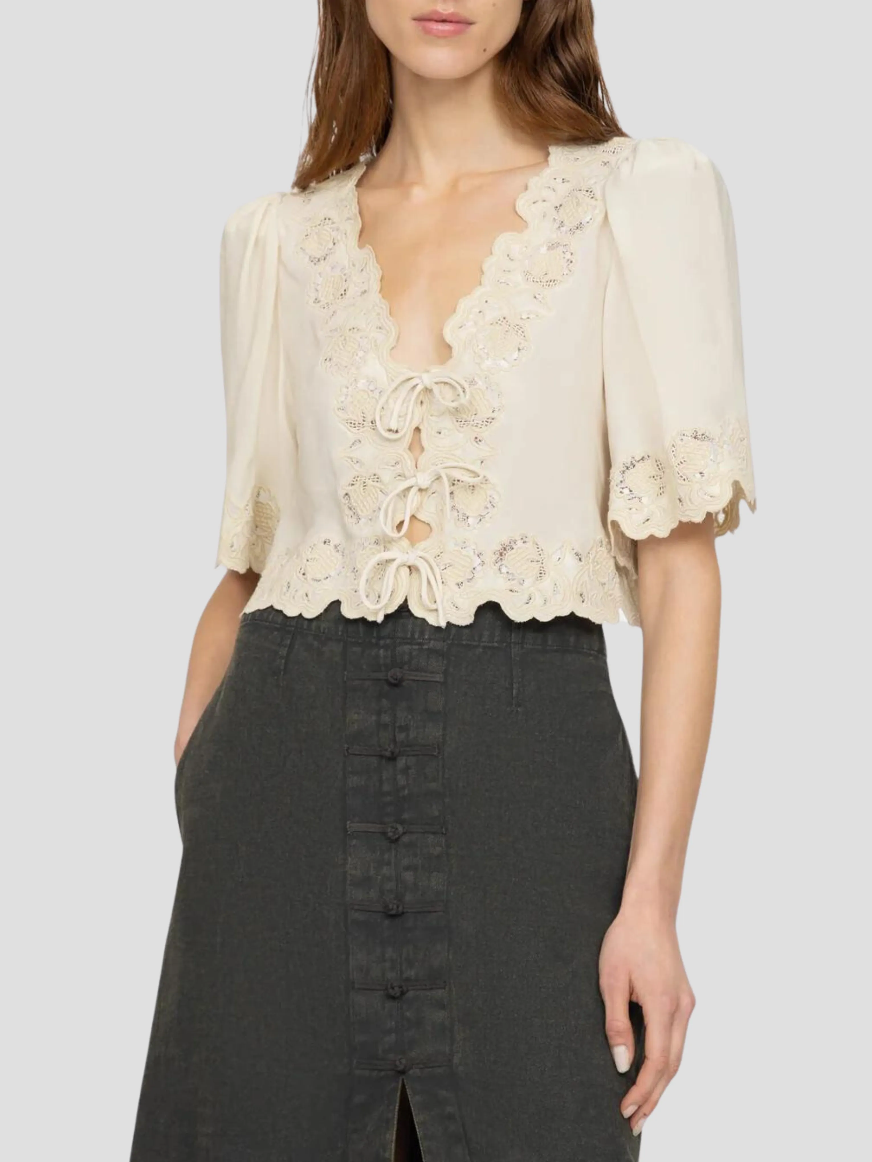 Baylin Lace Top in Cream