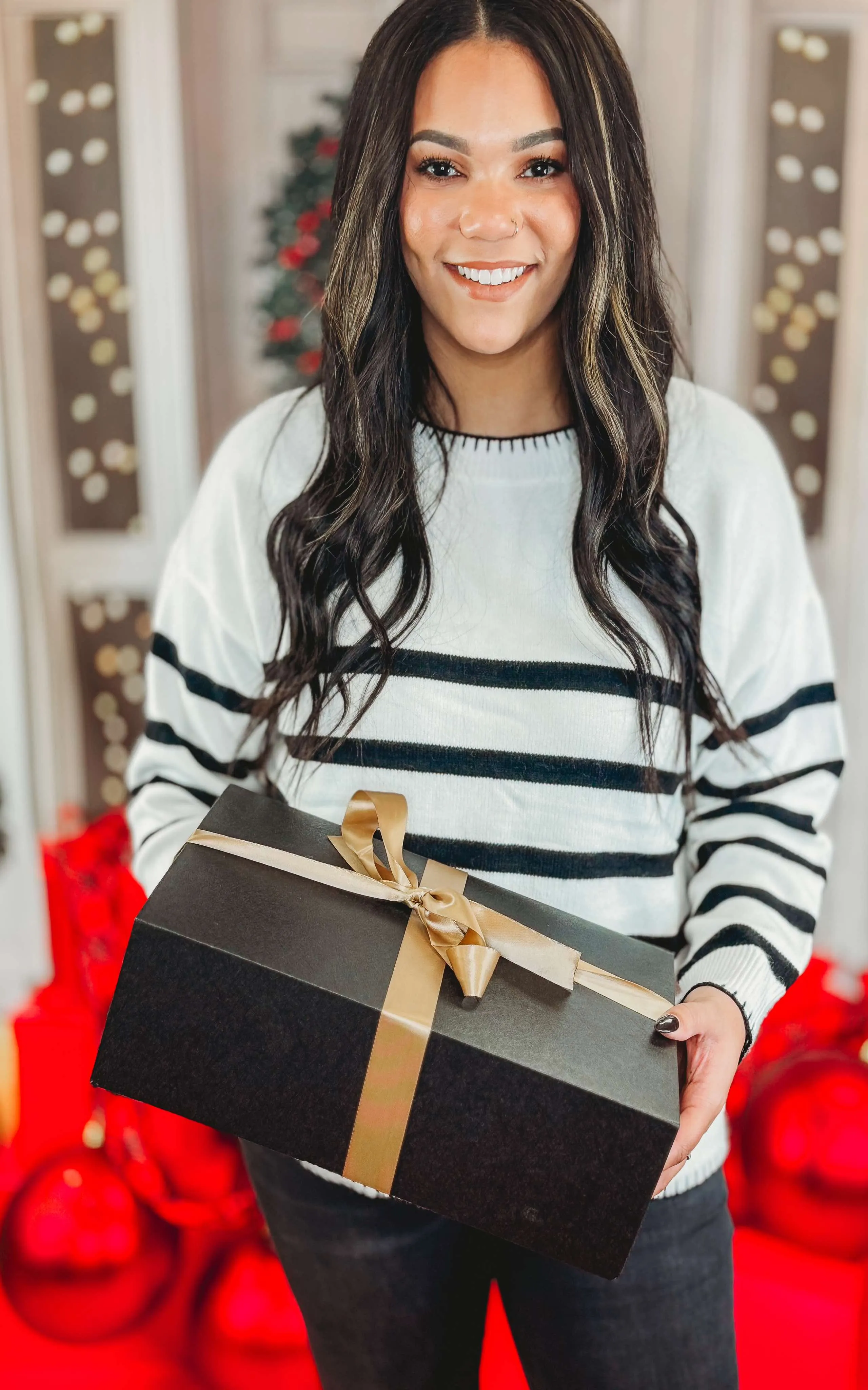 Black White Striped Sweater