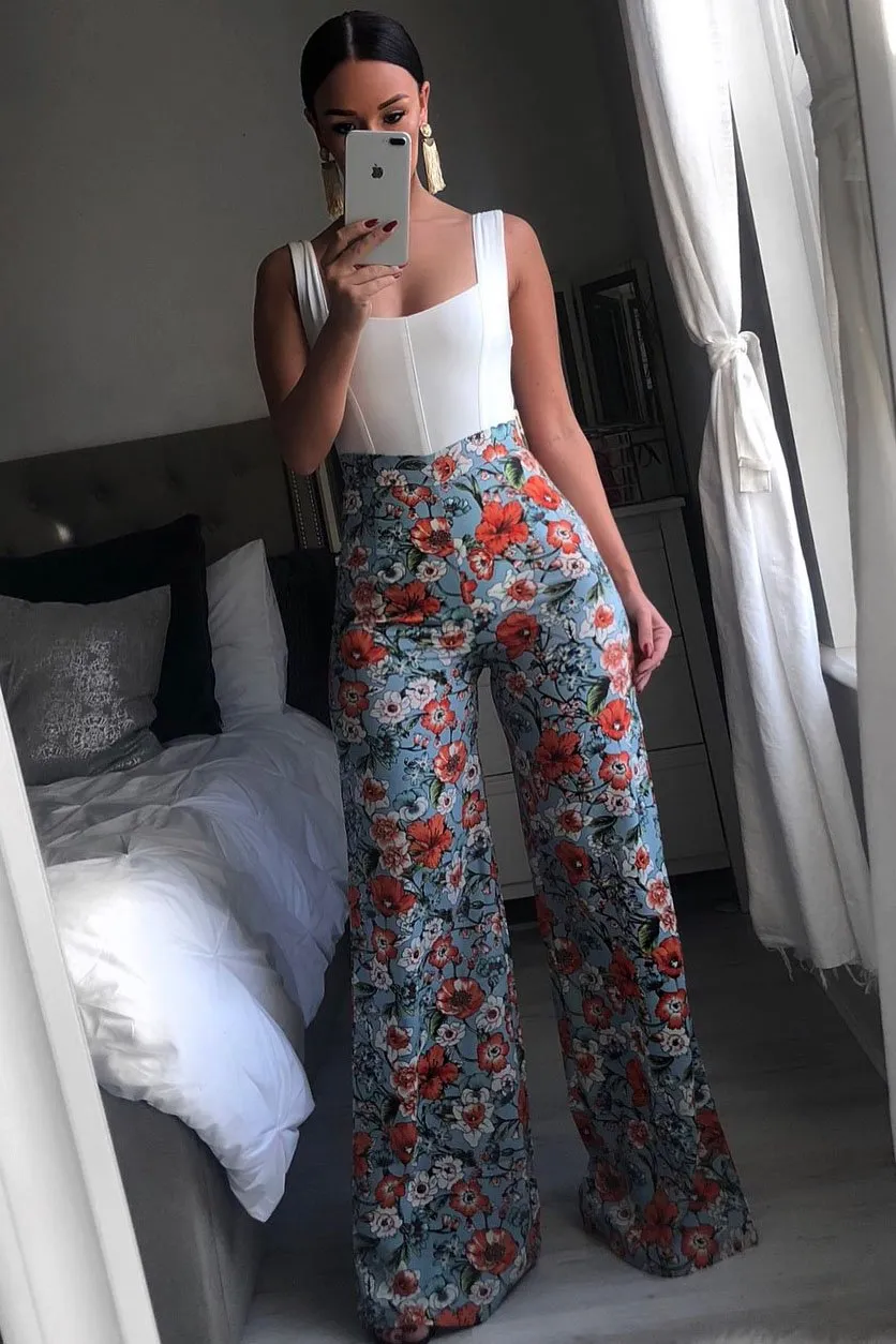 Blue Floral Trousers - Aaira