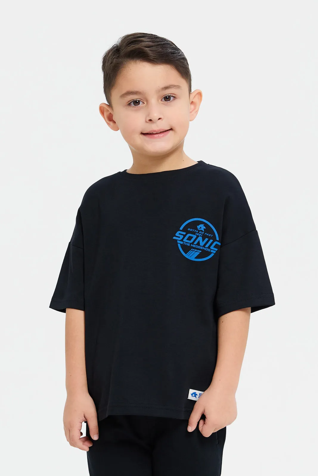 Boys Navy Oversized Sonic T-Shirt