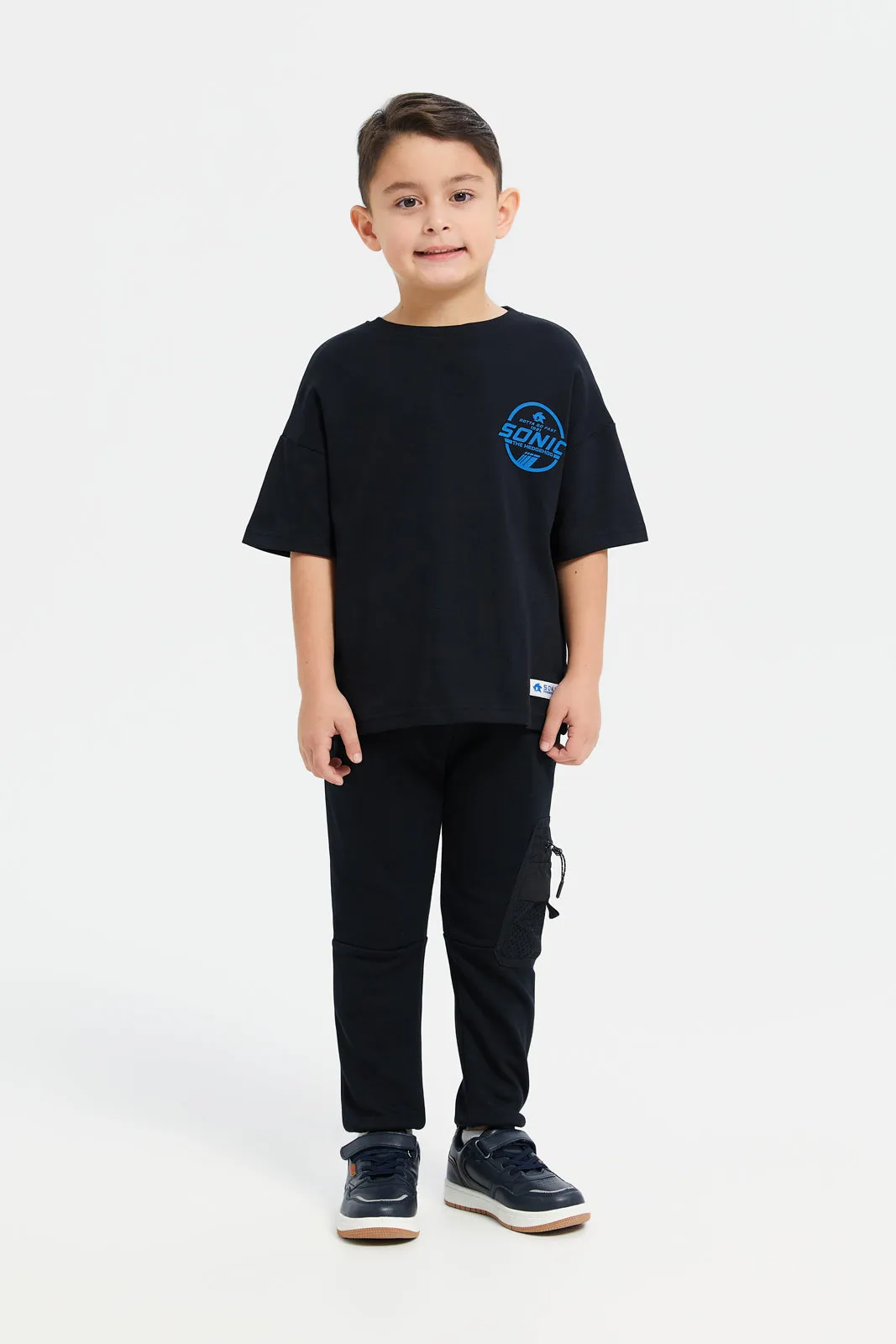 Boys Navy Oversized Sonic T-Shirt