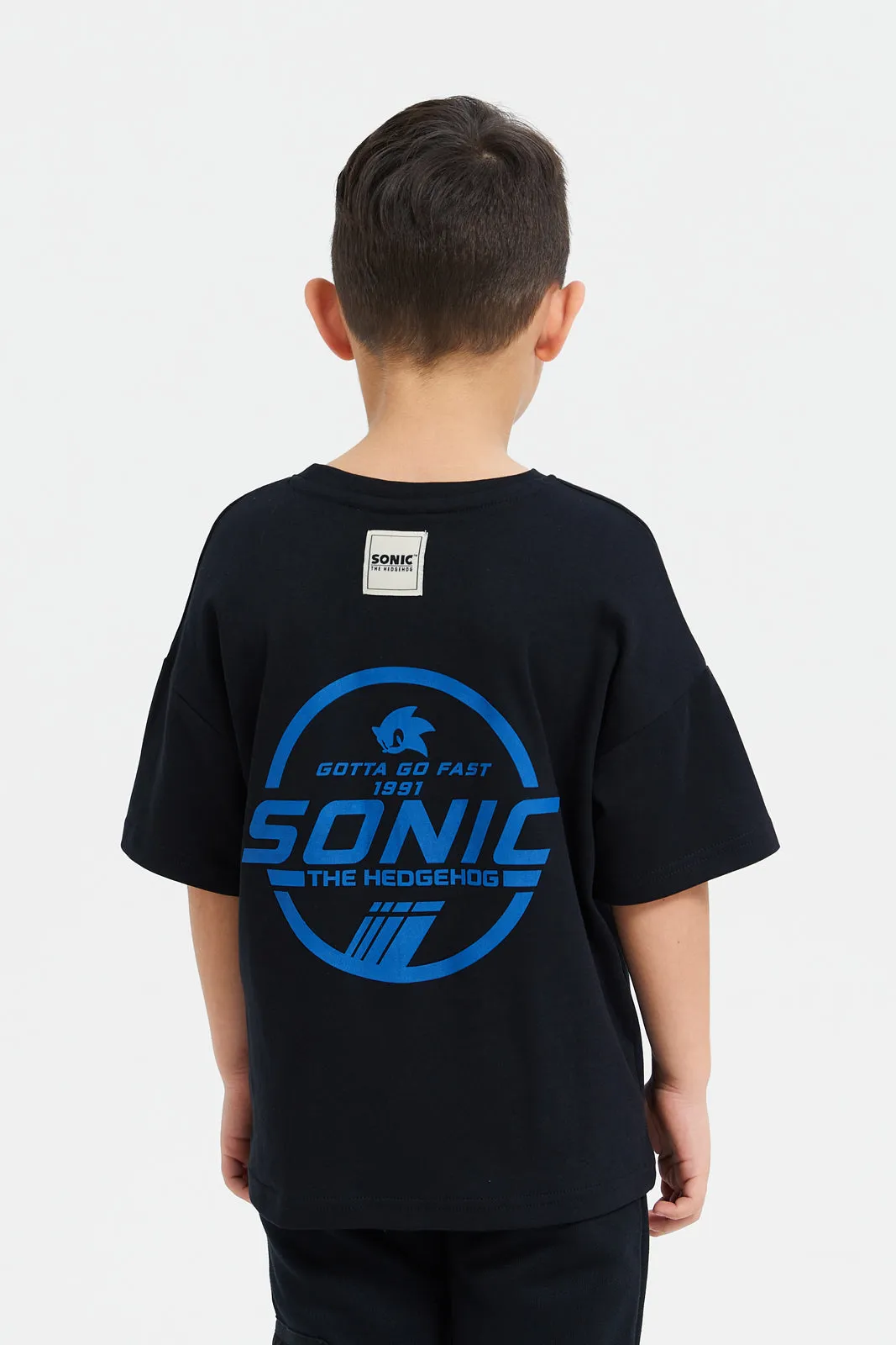 Boys Navy Oversized Sonic T-Shirt