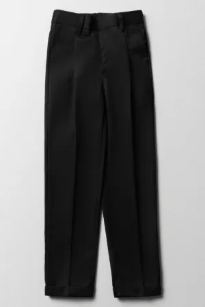 Boys School Turn Up Pants Black