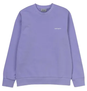 Carhartt WIP Script Embroidery Sweatshirt – Soft Lavender/White