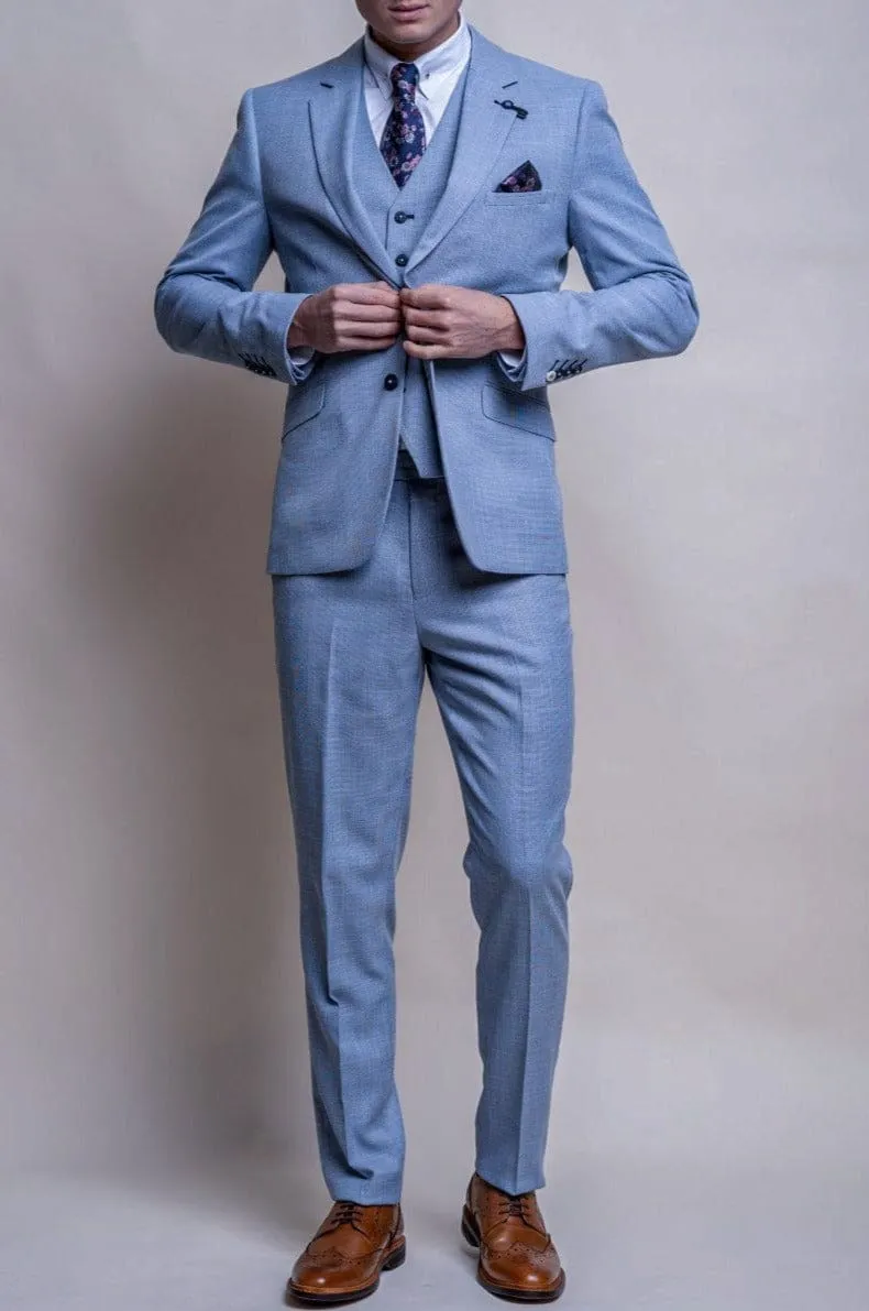 Cavani Miami Men's Sky Blue 3 Piece Suit