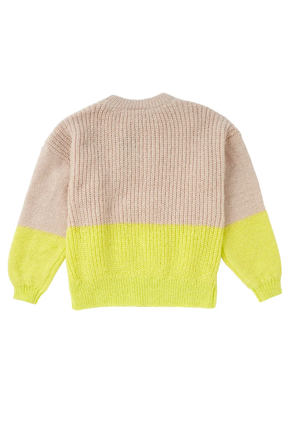 Cream with Neon Yellow Cable Knit Jumper