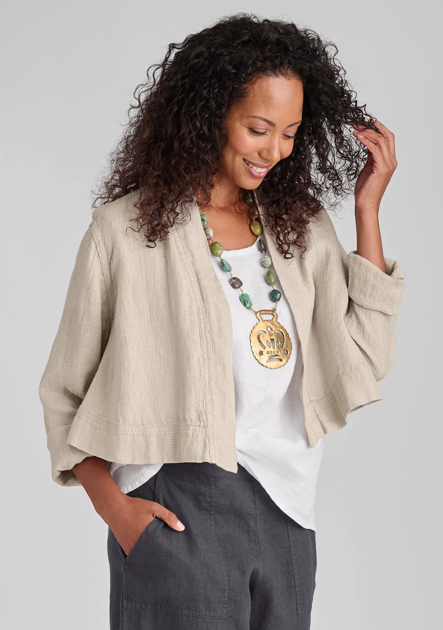 Cropped Cardigan - Linen Cardigan