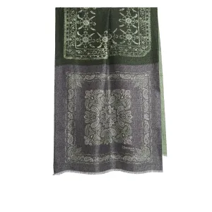 DARK GREEN AND GREY STOLE 115 IN SILK