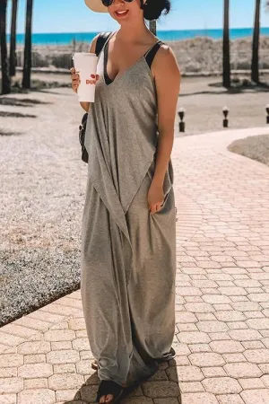 Deep V Neck Slip Maxi Dress