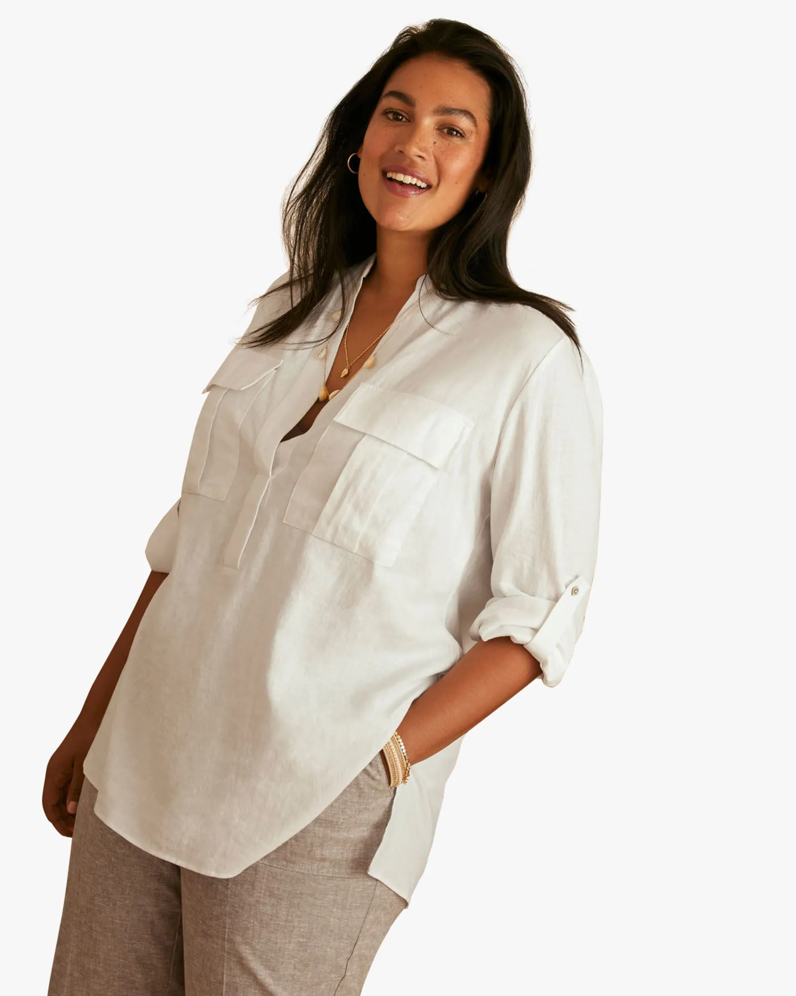 Dennie Linen-Blend Tunic | White