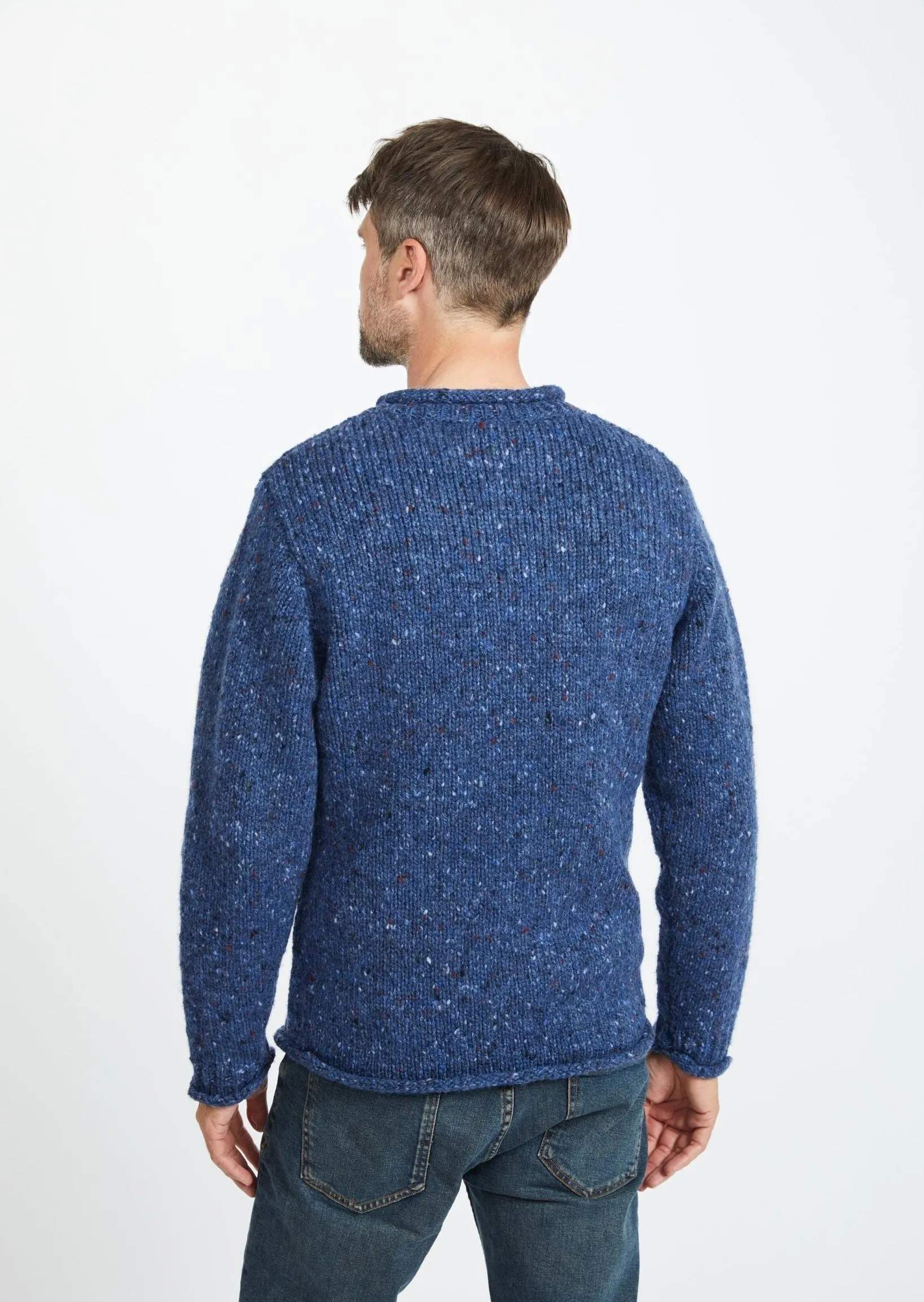 Donegal Roll Neck Fisherman Sweater | Blue