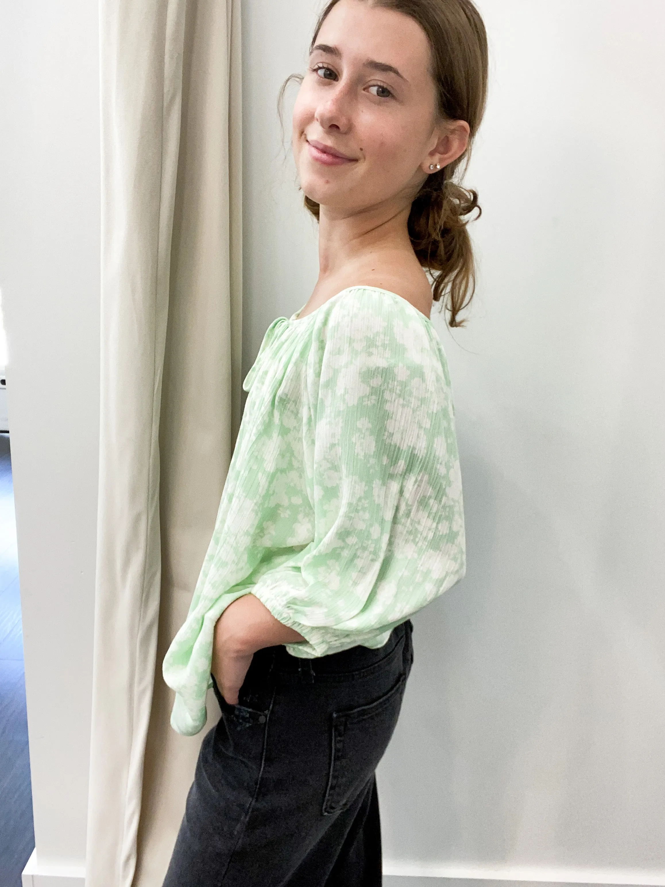 Ellie Flowy Blouse in Floral Lime - FINAL SALE