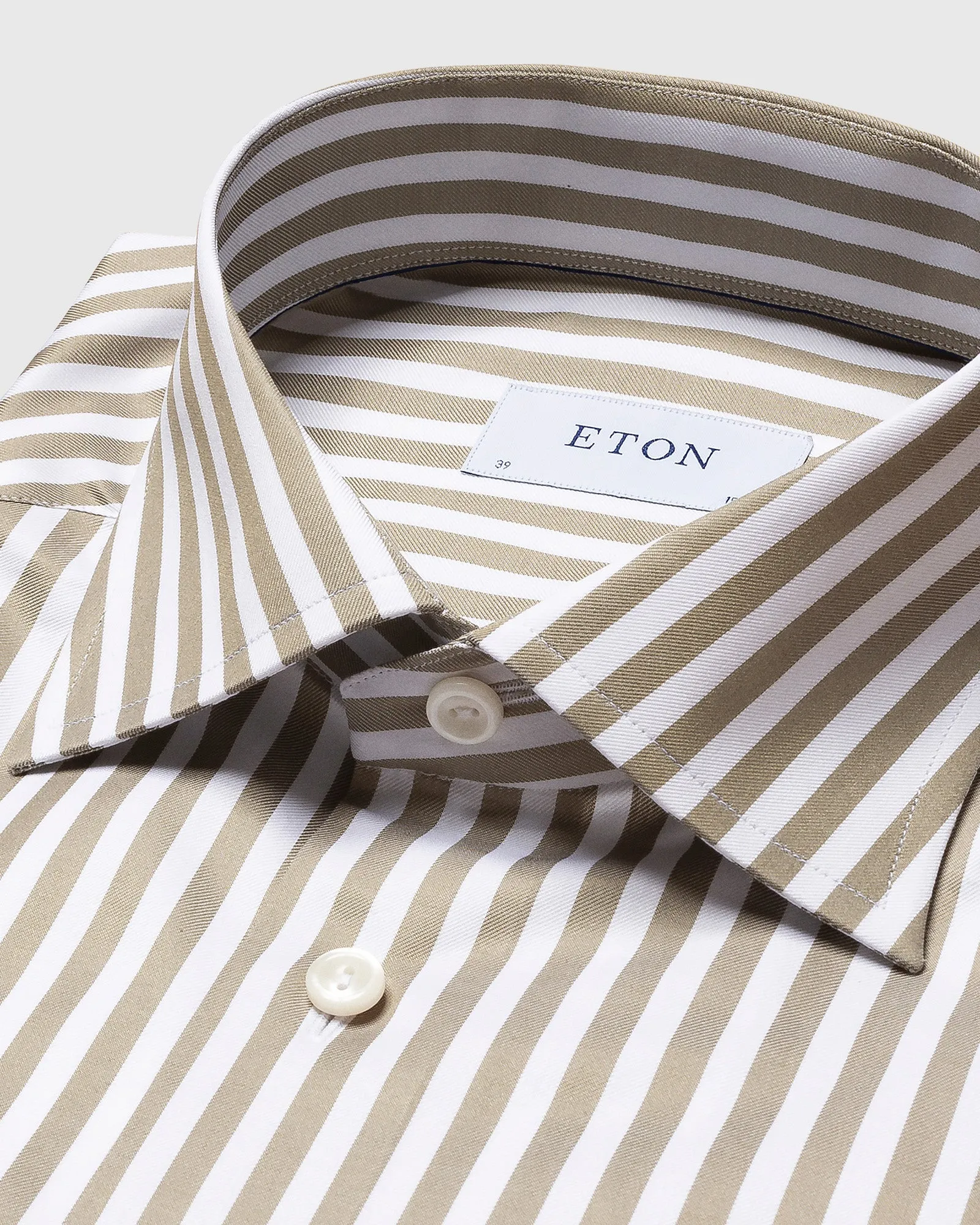 ETON 10000387465 GREEN STRIPE TWILL SLIM SC SHIRT