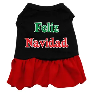 Feliz Navidad Screen Print Dress Black with Red Lg (14)