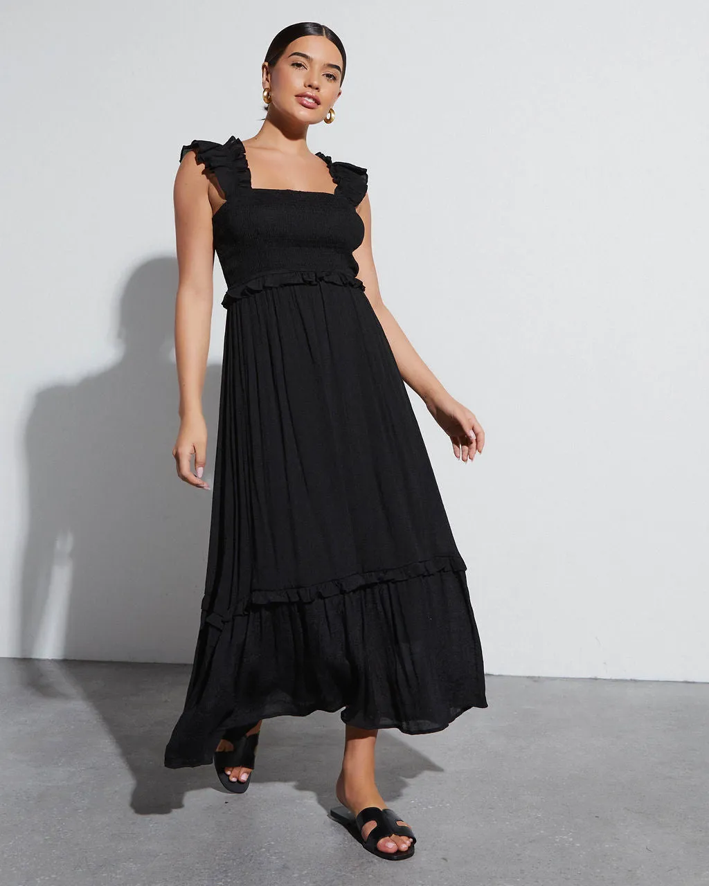 Feminine Frills Smocked Maxi Dress