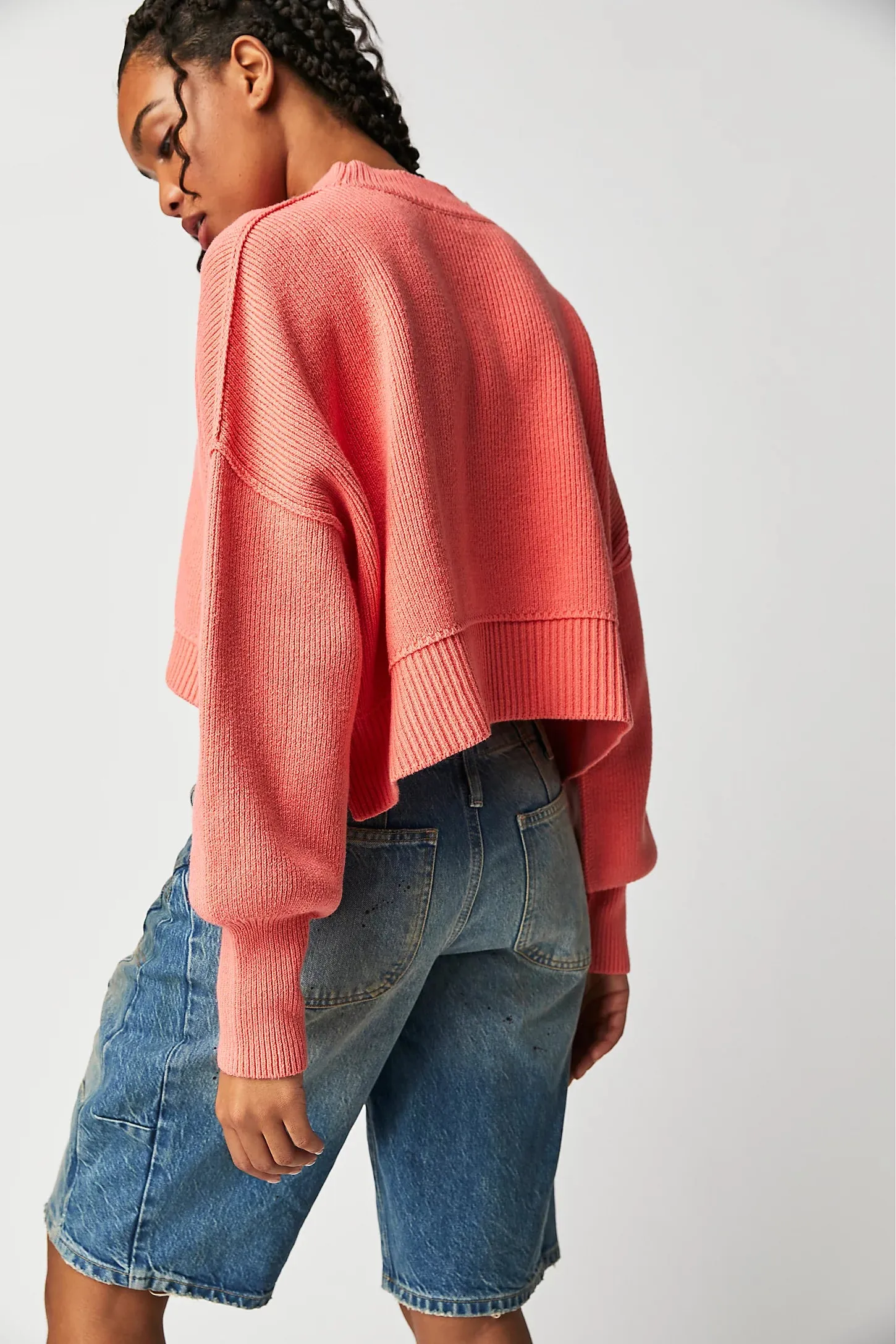 Free People Easy Street Crop Pullover in Guava Juice