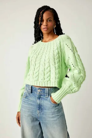 Free People Sandre Pullover in Green Light