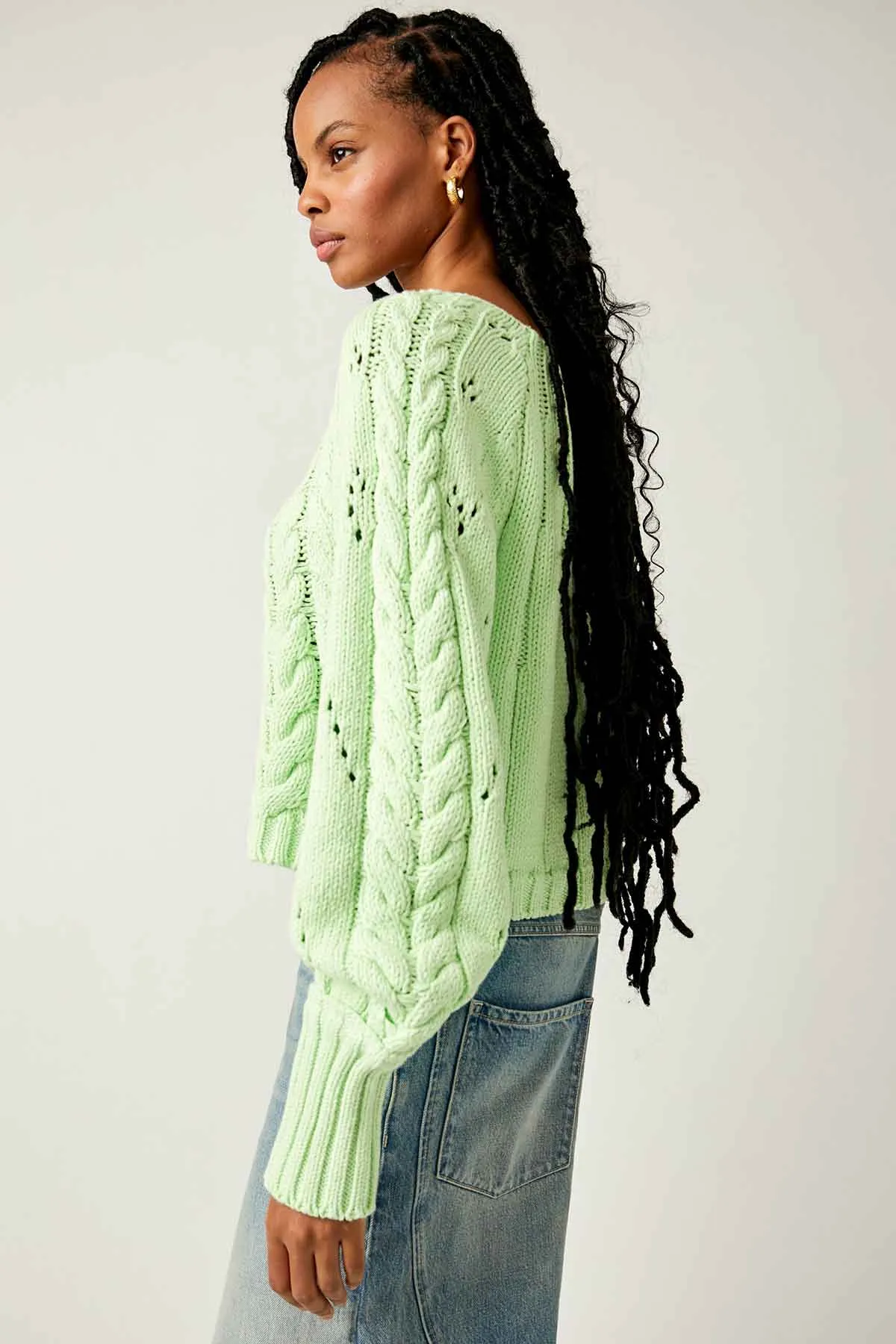 Free People Sandre Pullover in Green Light