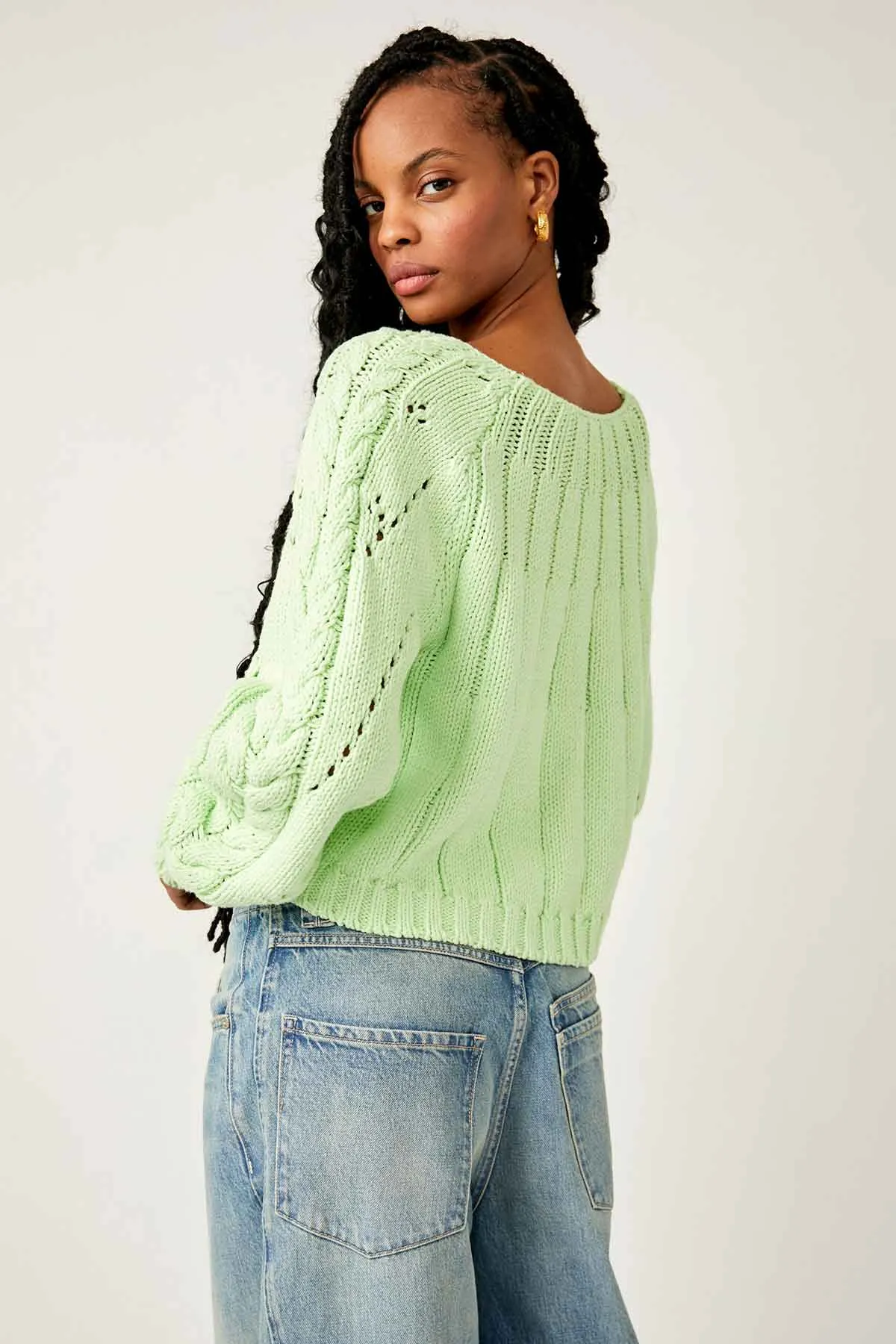 Free People Sandre Pullover in Green Light