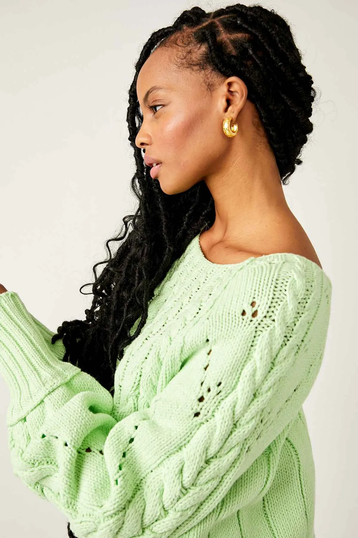 Free People Sandre Pullover in Green Light