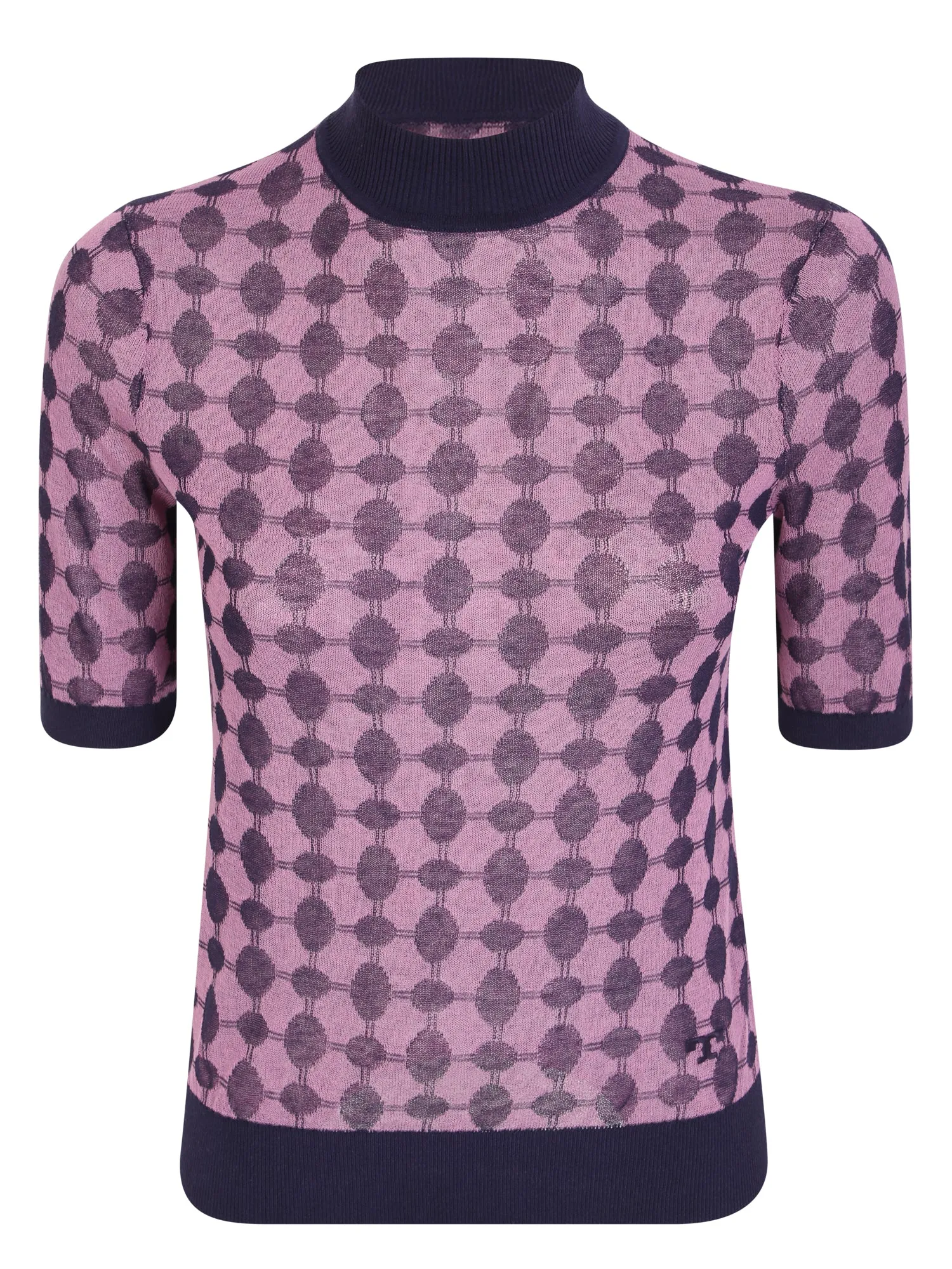 Geometric print high neck pullover