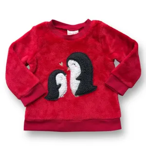 Girls Jumping Beans Size 12 Months Red Soft Plush Penguin Sweatshirt