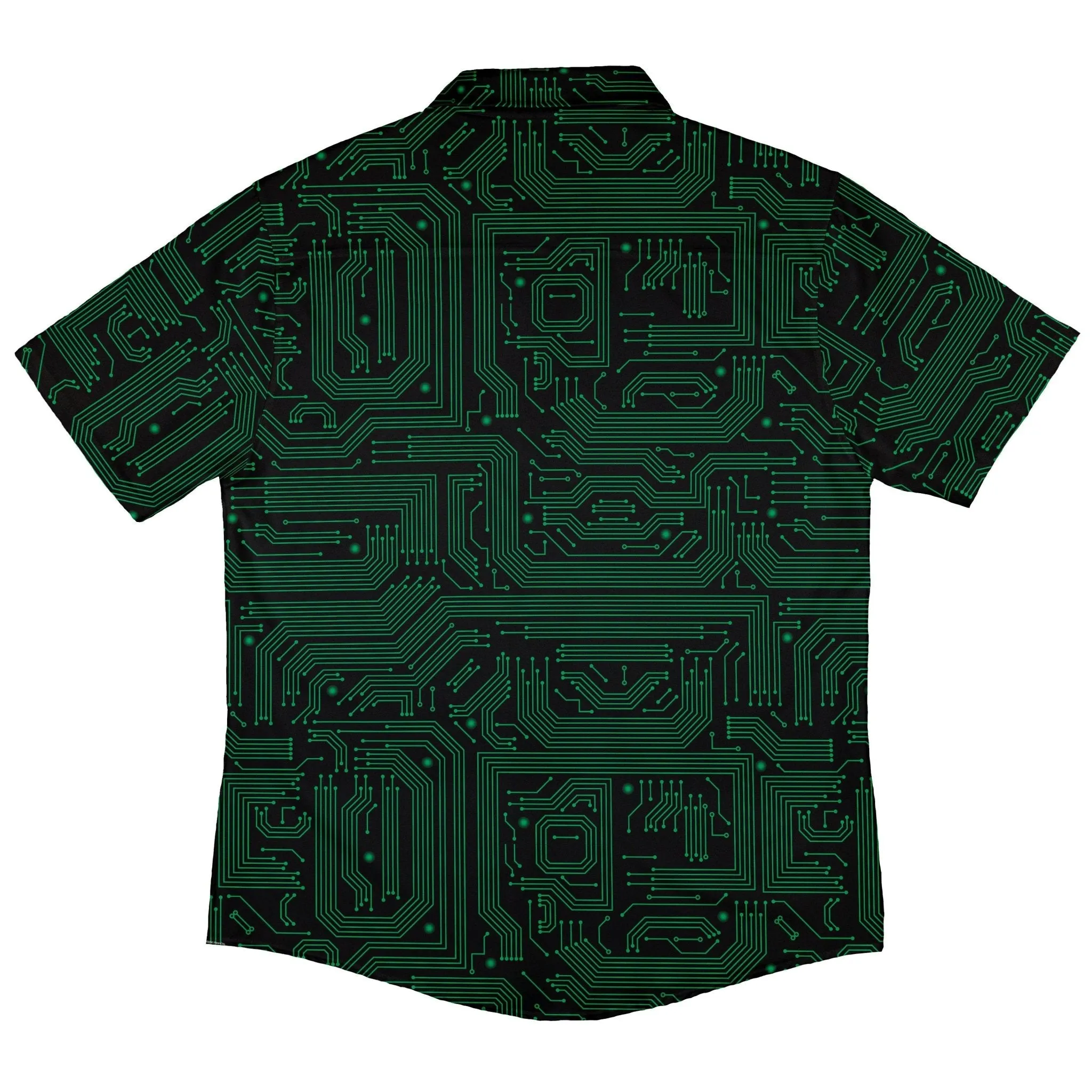 Green Computer Circuits Button Up Shirt