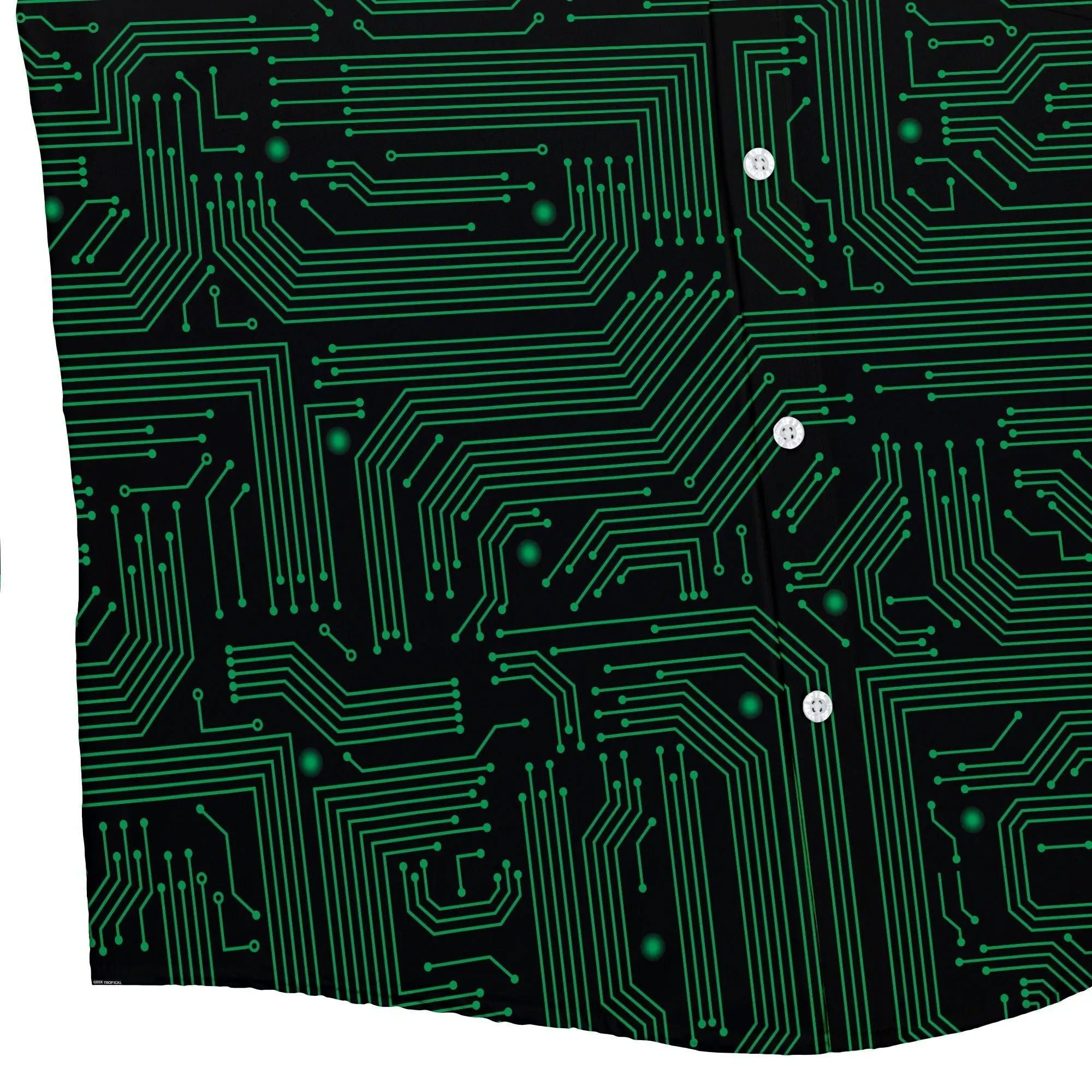 Green Computer Circuits Button Up Shirt