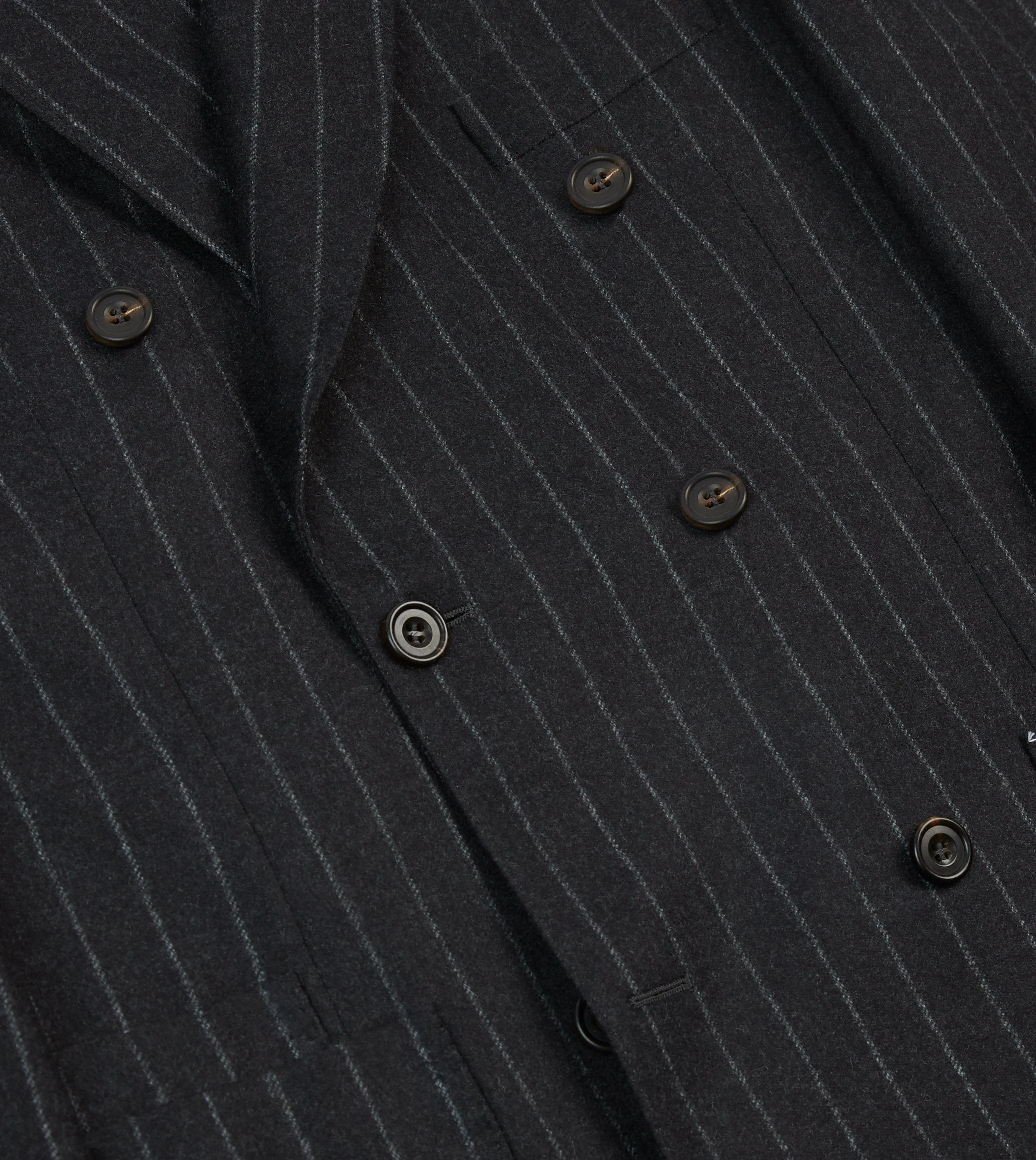 Grey Chalkstripe Wool Double-Breasted Tailored Jacket