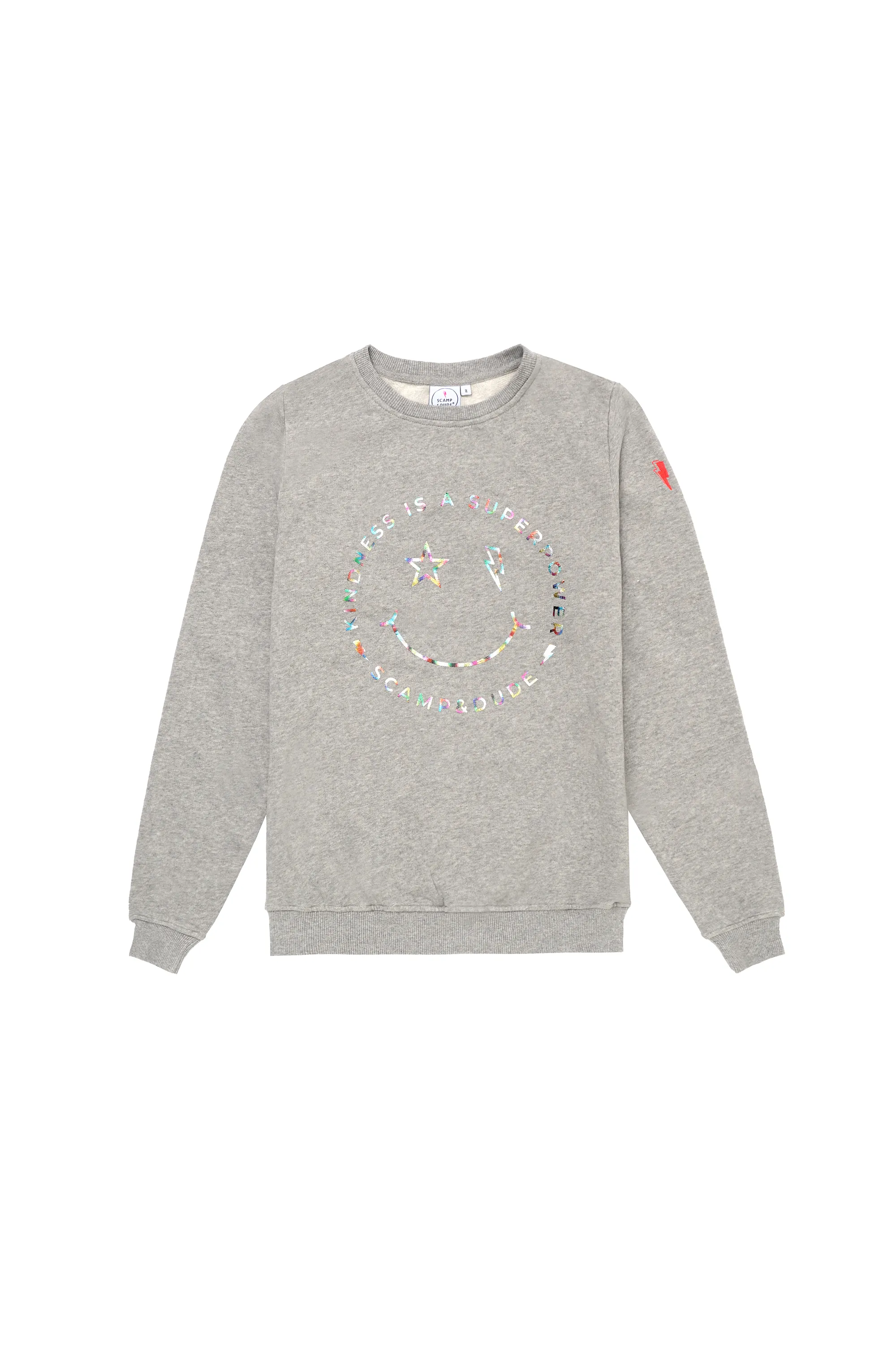 Grey Marl with Rainbow Foil Smiley Face Classic Sweatshirt