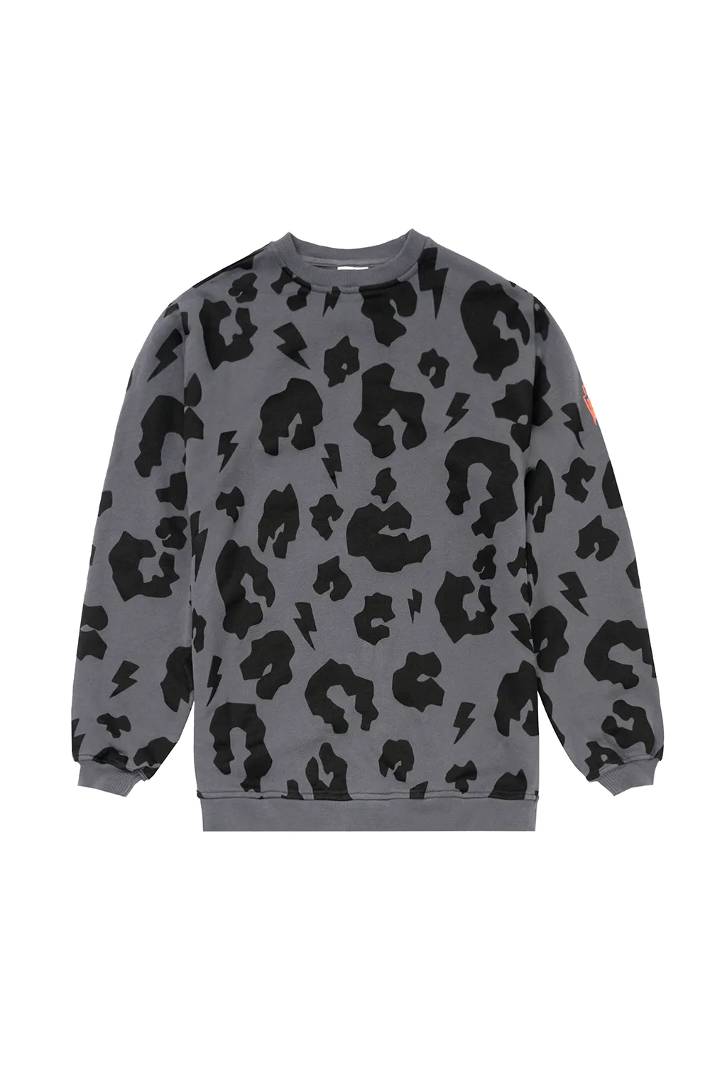 Grey with Black Mega Leopard Oversized Sweatshirt