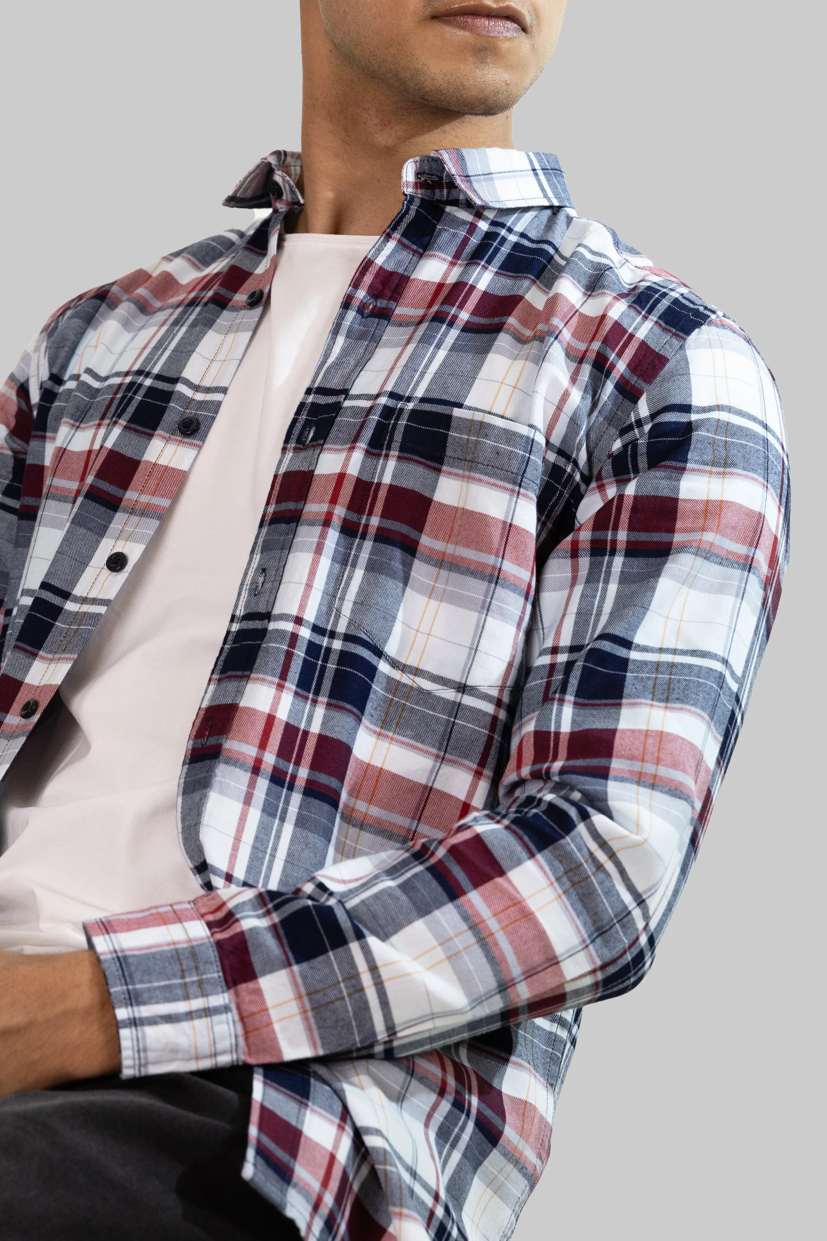 Gridline Checkered Shirt - Blue x Red