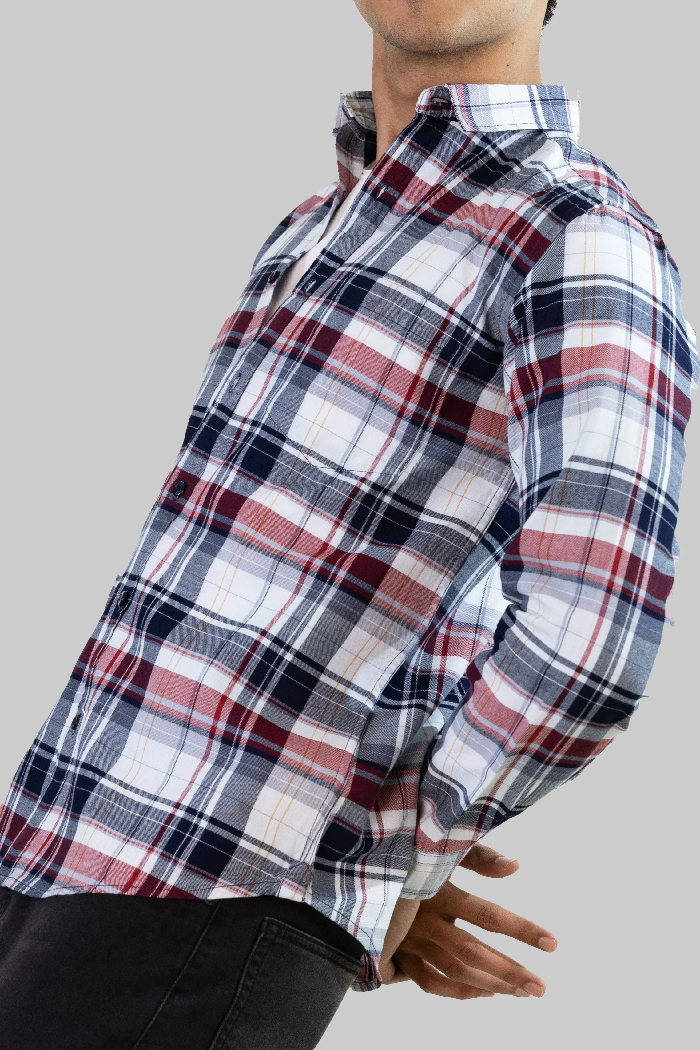 Gridline Checkered Shirt - Blue x Red