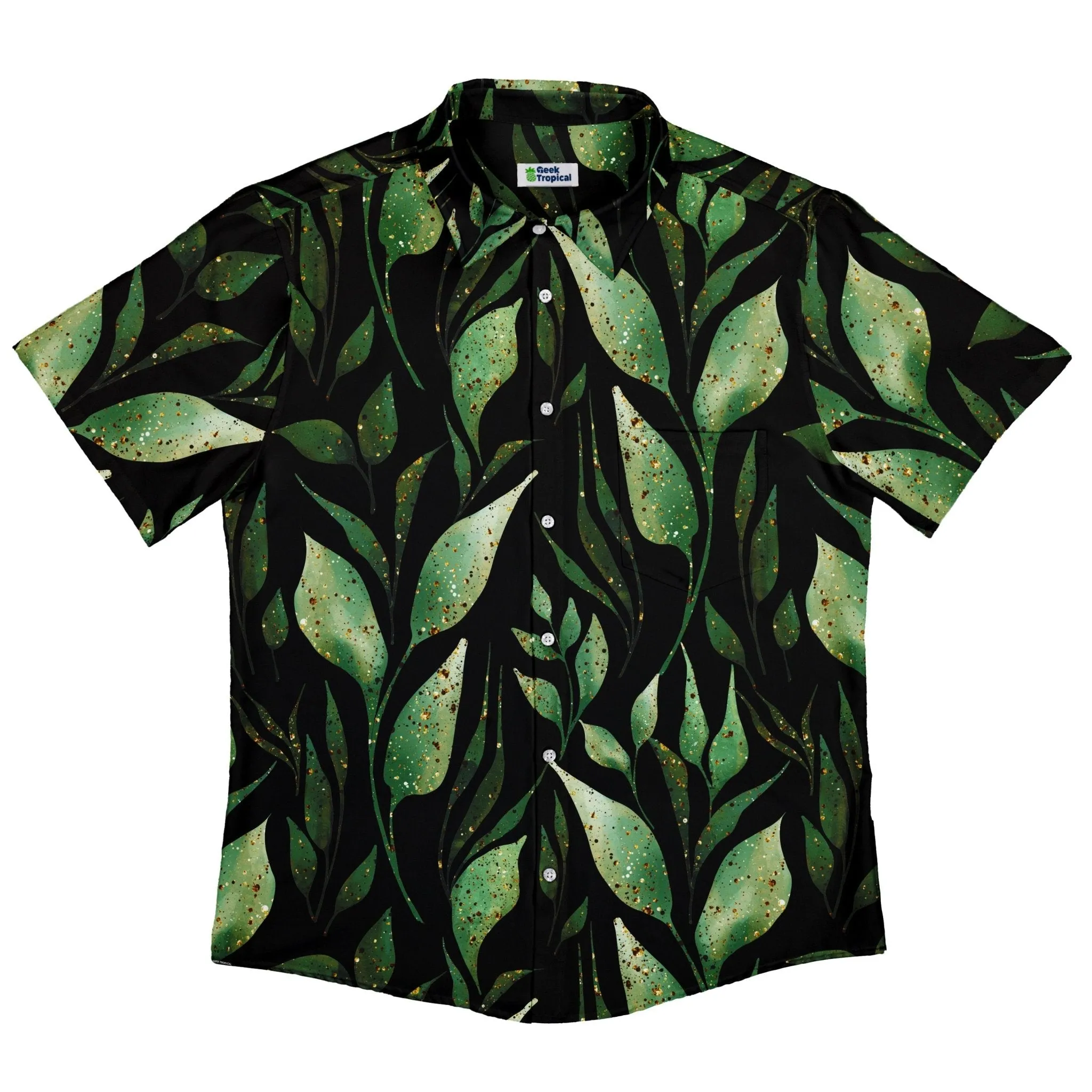 Growing Leaves Metallic Specs Button Up Shirt