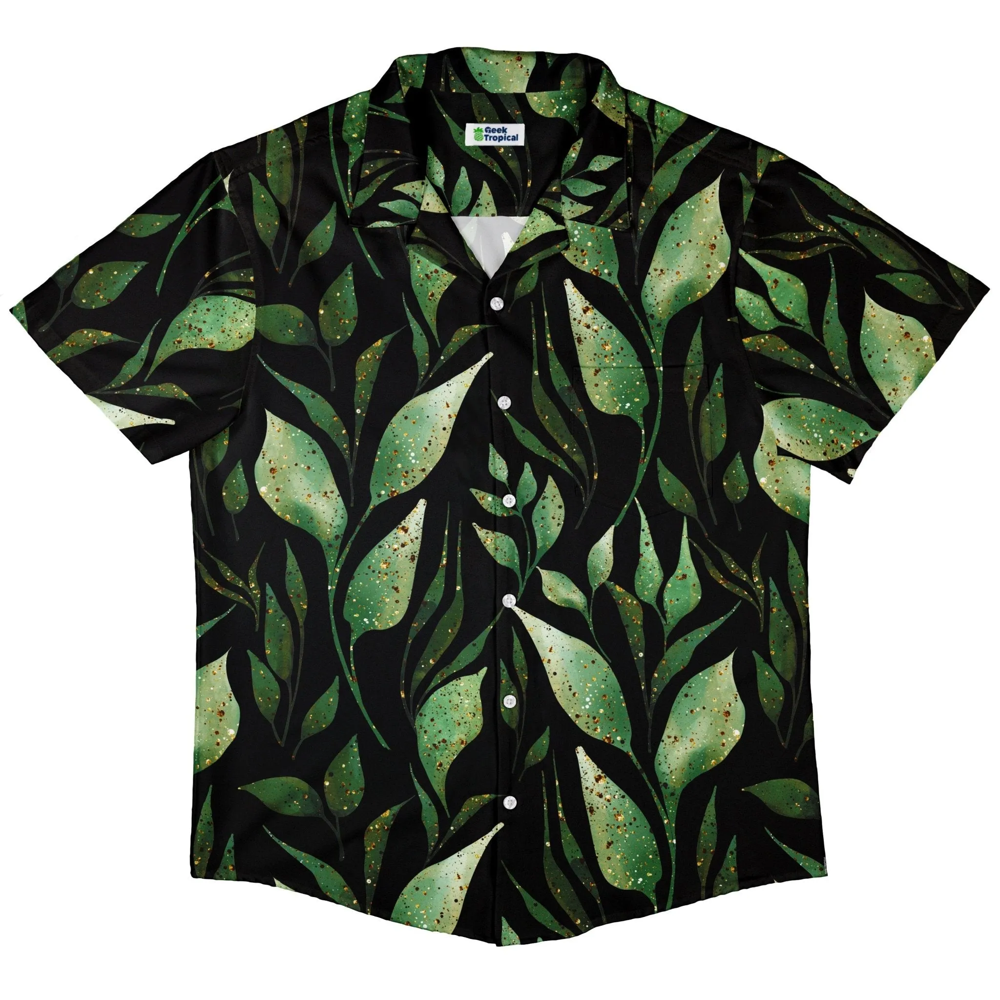 Growing Leaves Metallic Specs Button Up Shirt