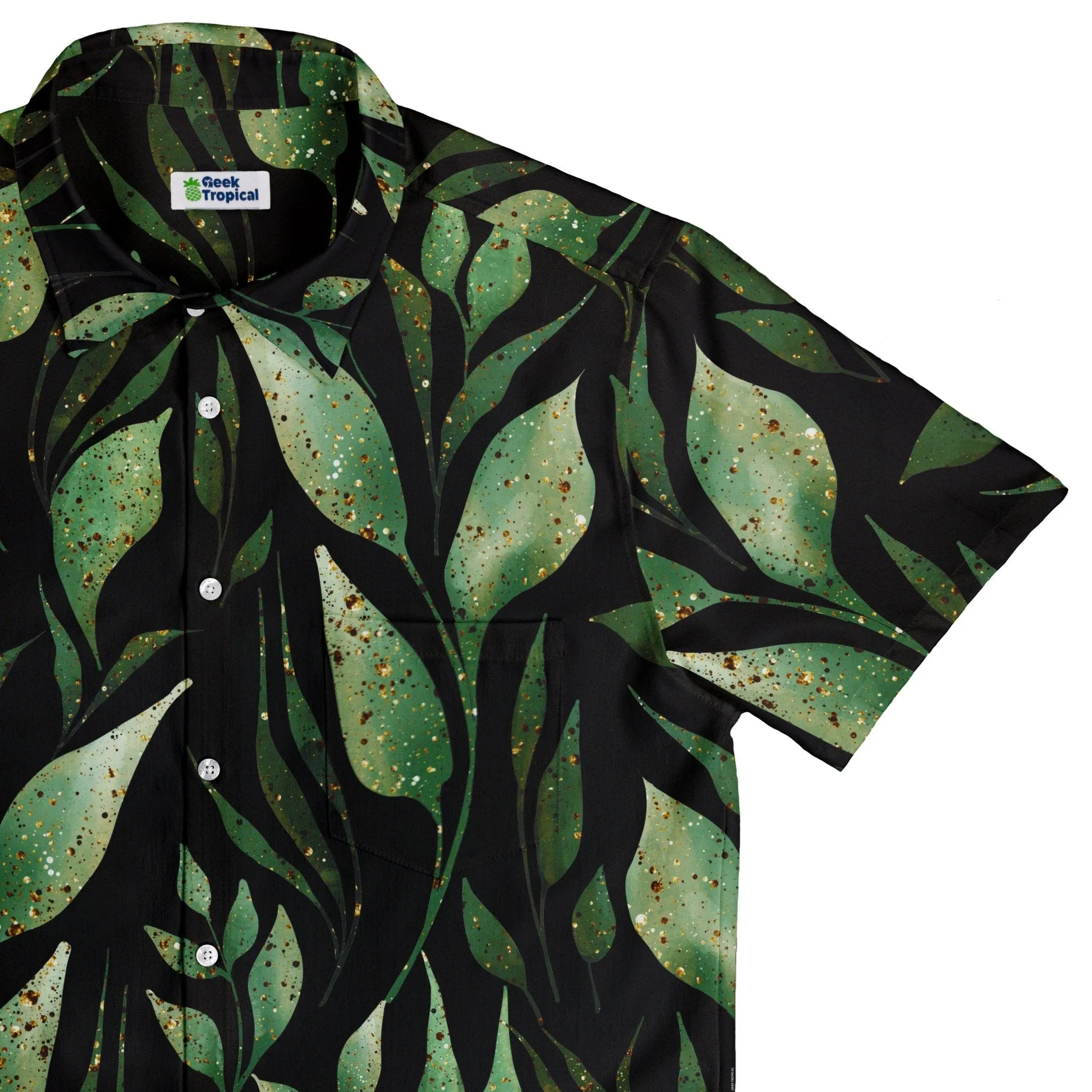 Growing Leaves Metallic Specs Button Up Shirt