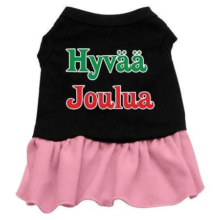 Hyvaa Joulua Screen Print Dress Black with Pink Sm (10)