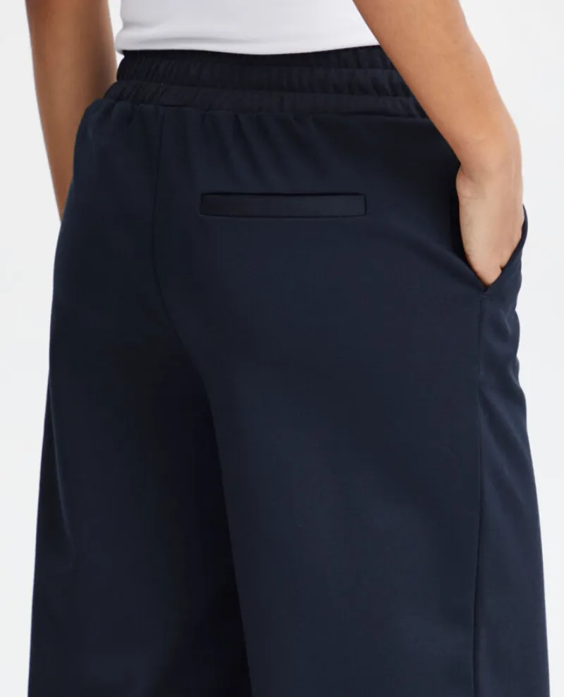 Ichi Kate Navy Long Wide Leg Trousers