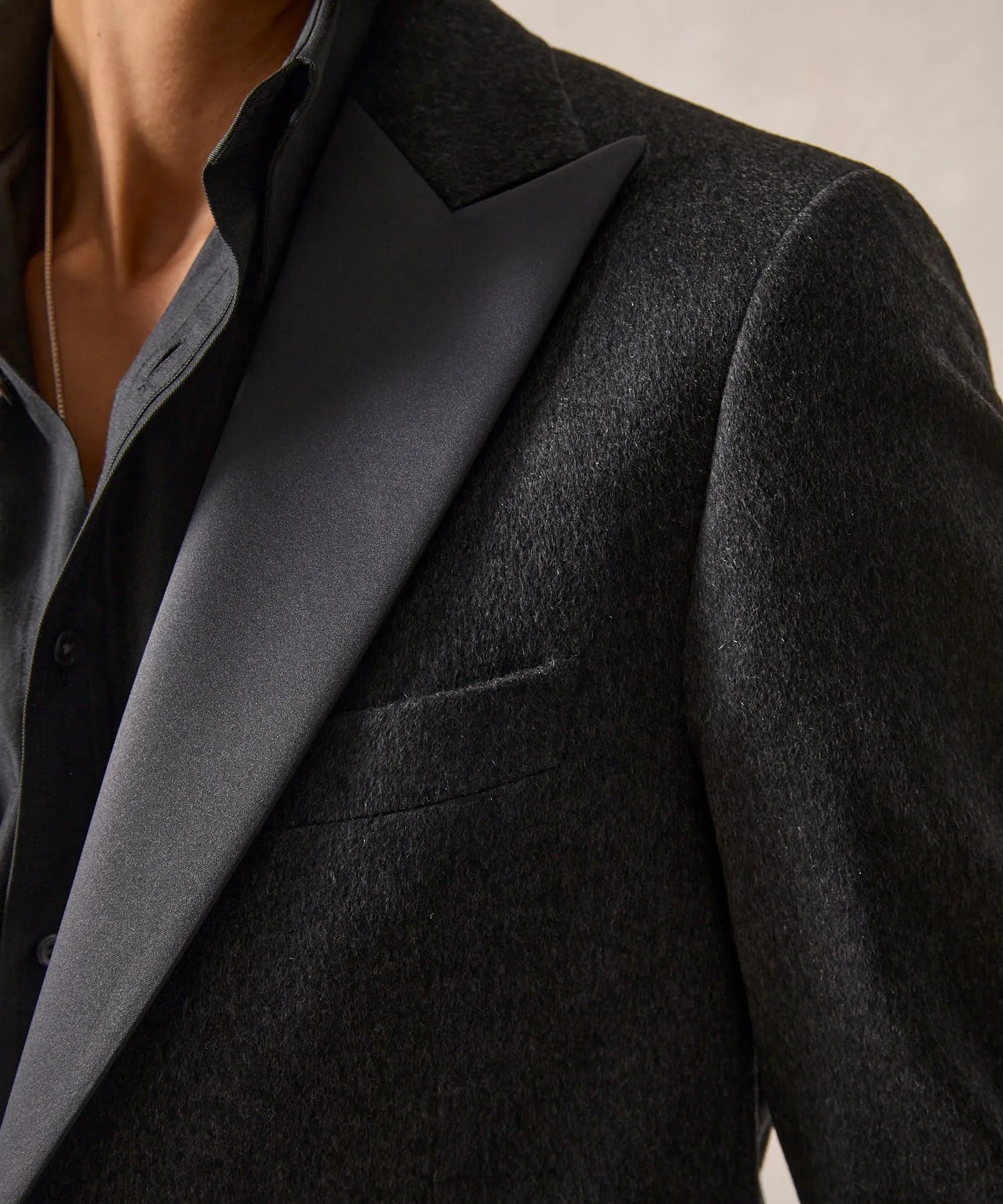 Italian Peak Lapel Cashmere Tuxedo in Grey