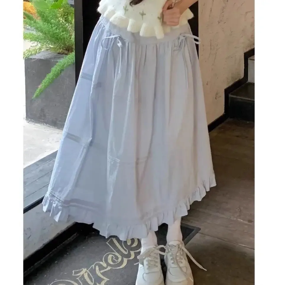 Japanese Kawaii 3 Piece Skirt Sets Women Lolita Cute Crop Top Blouse   Midi Skirts Korean Fashion Suits Chic 2000s Vintage Chic